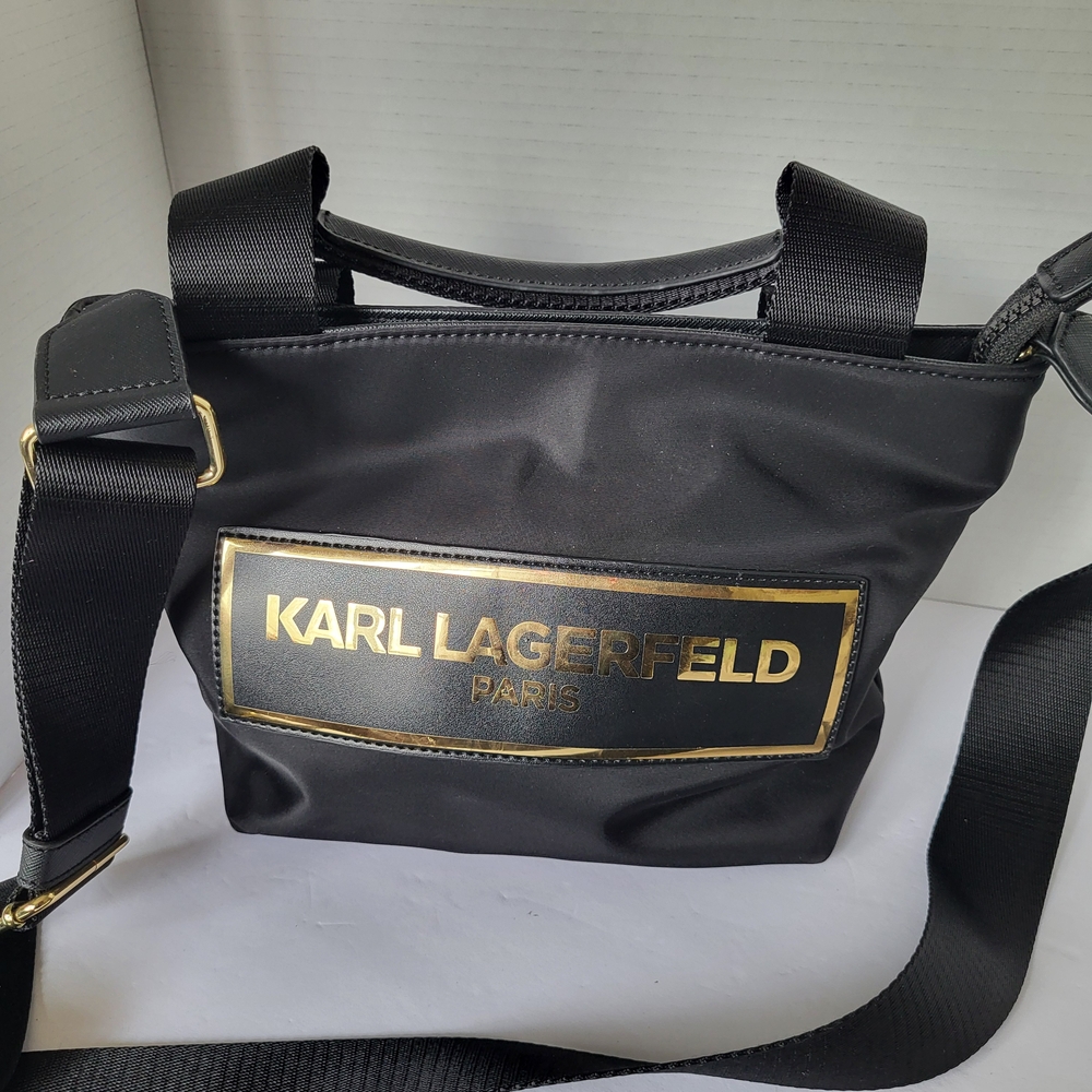 Karl Lagerfeld Black Satchel with Gold Logo